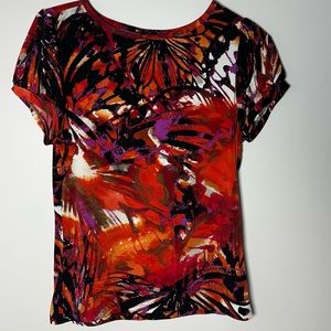 EUC Womens Worthington Petite Stretch Medium M Short Sleeve Shirt Blouse Top